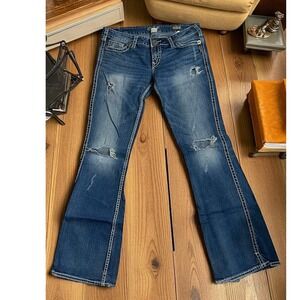 Silver Jeans Twisted Bootcut Denim Jeans Womens‎ Mid Rise Distressed 30 / 33